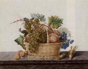 Madame Elie Still life of fruit in a bowl,upon a stone ledge France oil painting artist